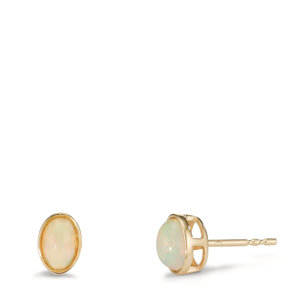 Clous d'oreilles Or jaune 9K Opale 2 Pierres-605950