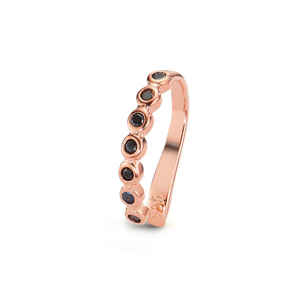 Ear cuff Argent Zircone noir, 6 Pierres rosé Plaqué or Ø10 mm-605988