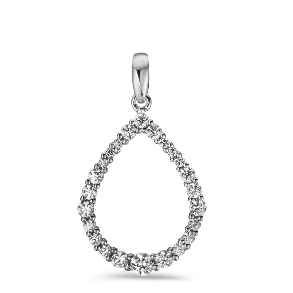 Pendentif Or blanc 9K Zircone-606032