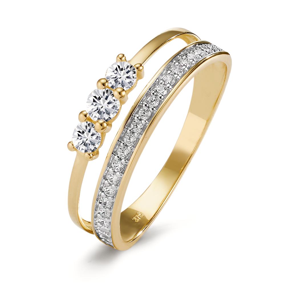 Bague Or jaune 9K Zircone-606049