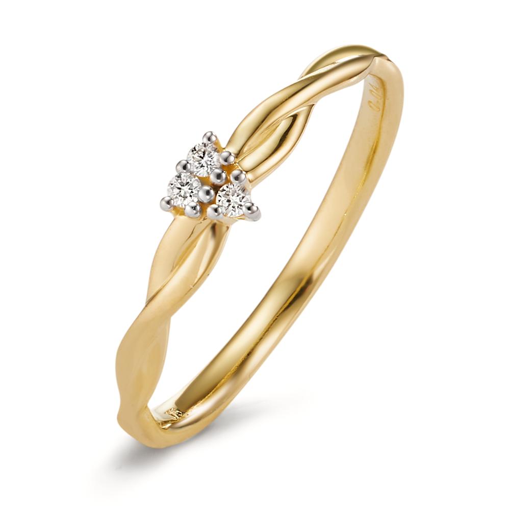 Bague Or jaune 9K Diamant 0.04 ct, 3 Pierres, w-si-606064