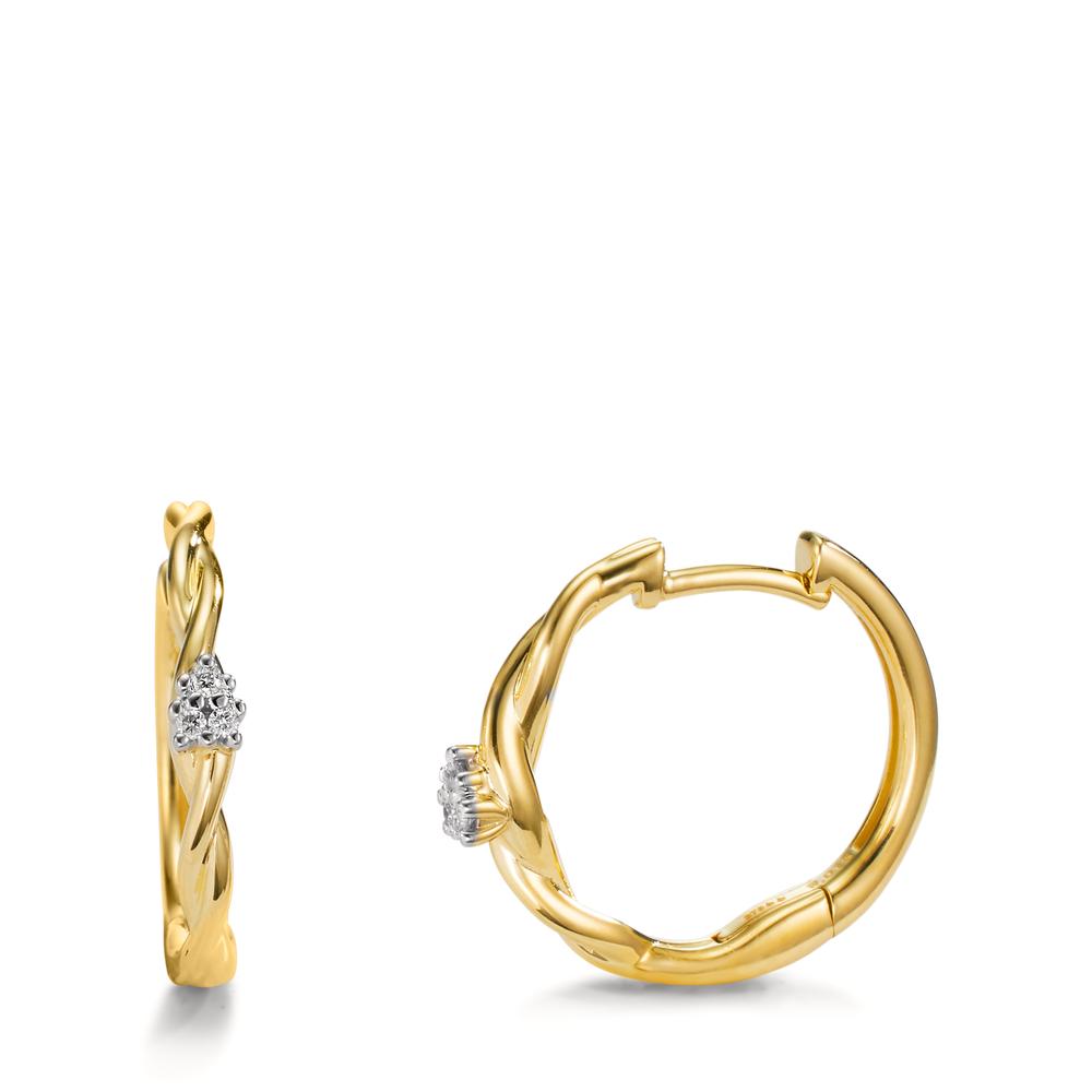 Créoles à charnières Or jaune 9K Diamant 0.03 ct, 6 Pierres, w-si-606065