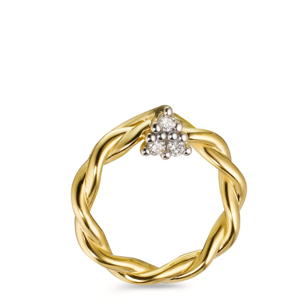Pendentif Or jaune 9K Diamant 0.04 ct, 3 Pierres, w-si Ø14 mm-606066