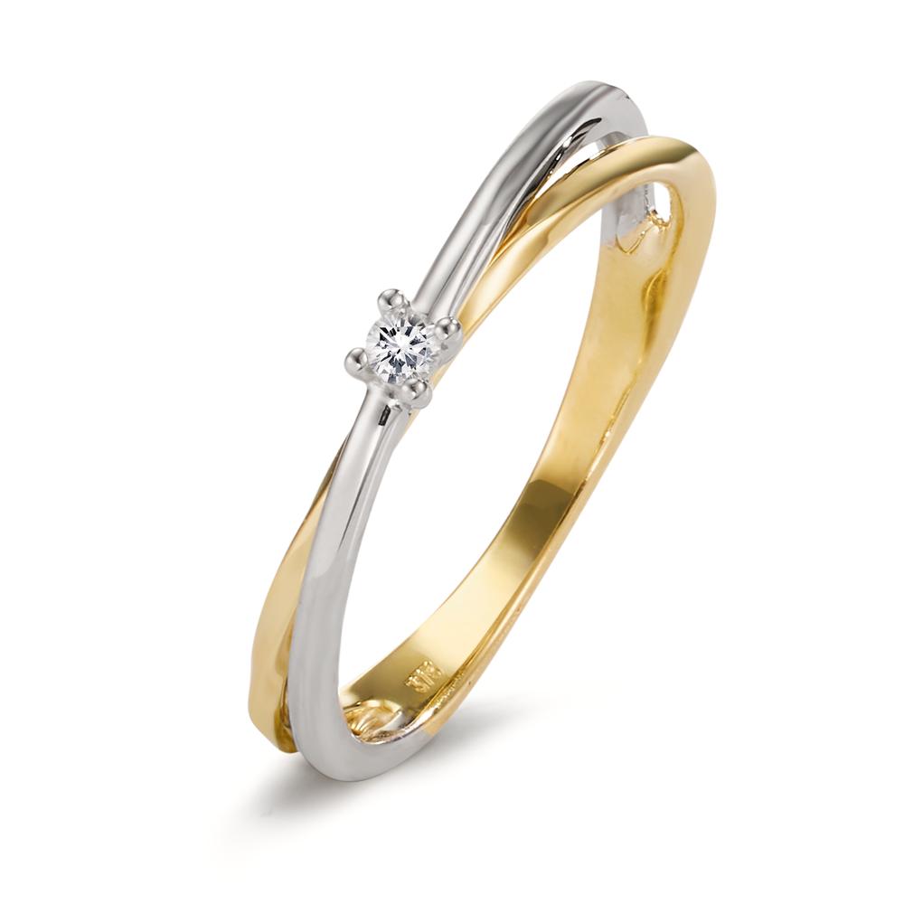 Bague Or jaune 9K, Or blanc 9K Diamant 0.03 ct, w-si-606068