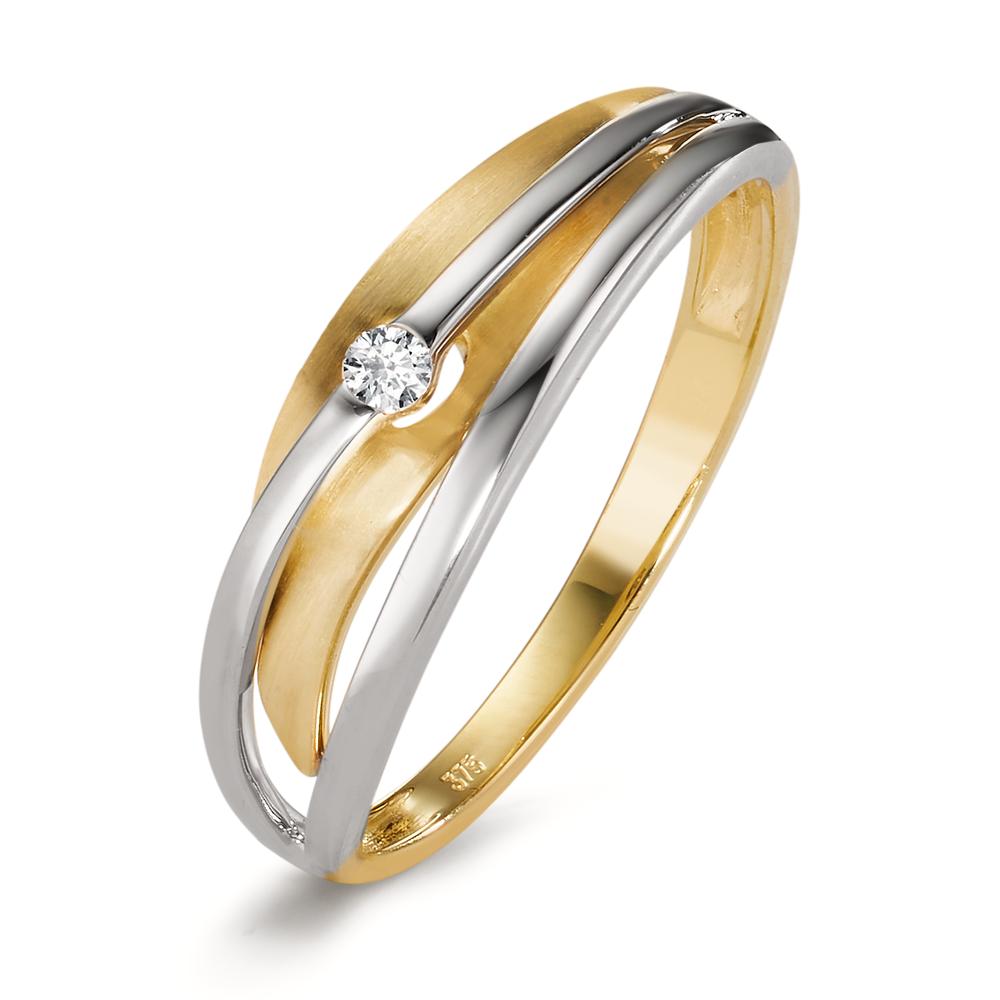 Bague Or jaune 9K, Or blanc 9K Diamant 0.04 ct, w-si-606071