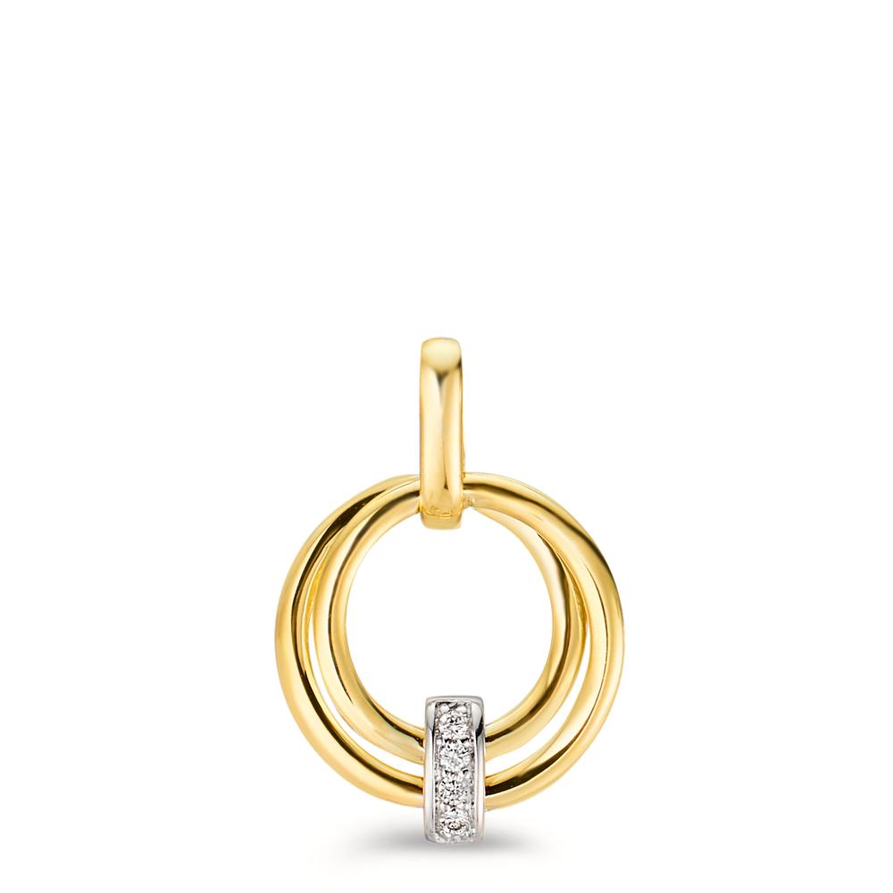 Pendentif Or jaune 9K, Or blanc 9K Diamant 0.02 ct, 4 Pierres, w-si Ø13 mm-606074
