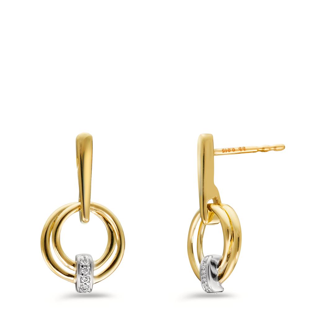 Pendant d'oreilles Or jaune 9K, Or blanc 9K Diamant 0.03 ct, 8 Pierres, w-si-606075