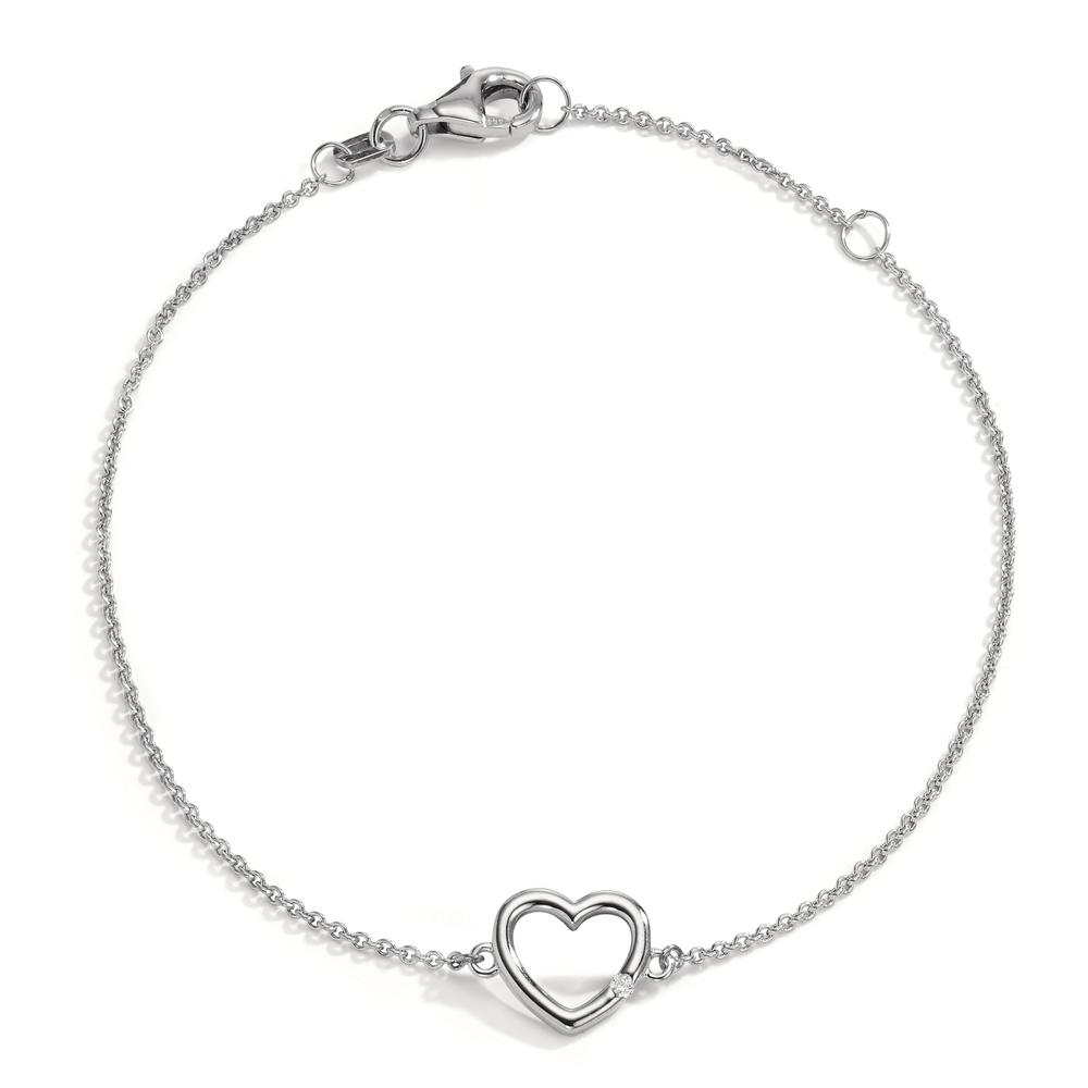 Bracelet Or blanc 14K Diamant 0.01 ct, w-si Coeur 15.5-18 cm-606079