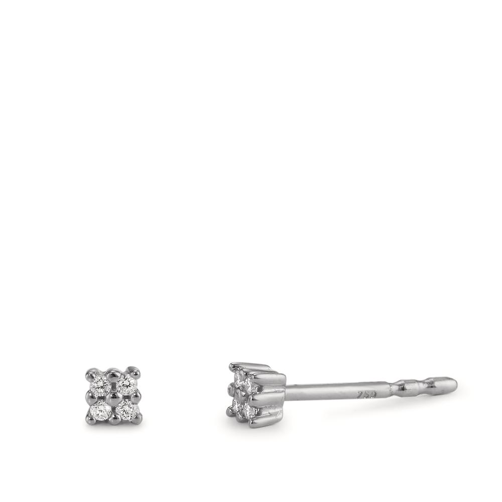 Clous d'oreilles Or blanc 18K Diamant 0.04 ct, 8 Pierres, p1 Ø2.7 mm-606080