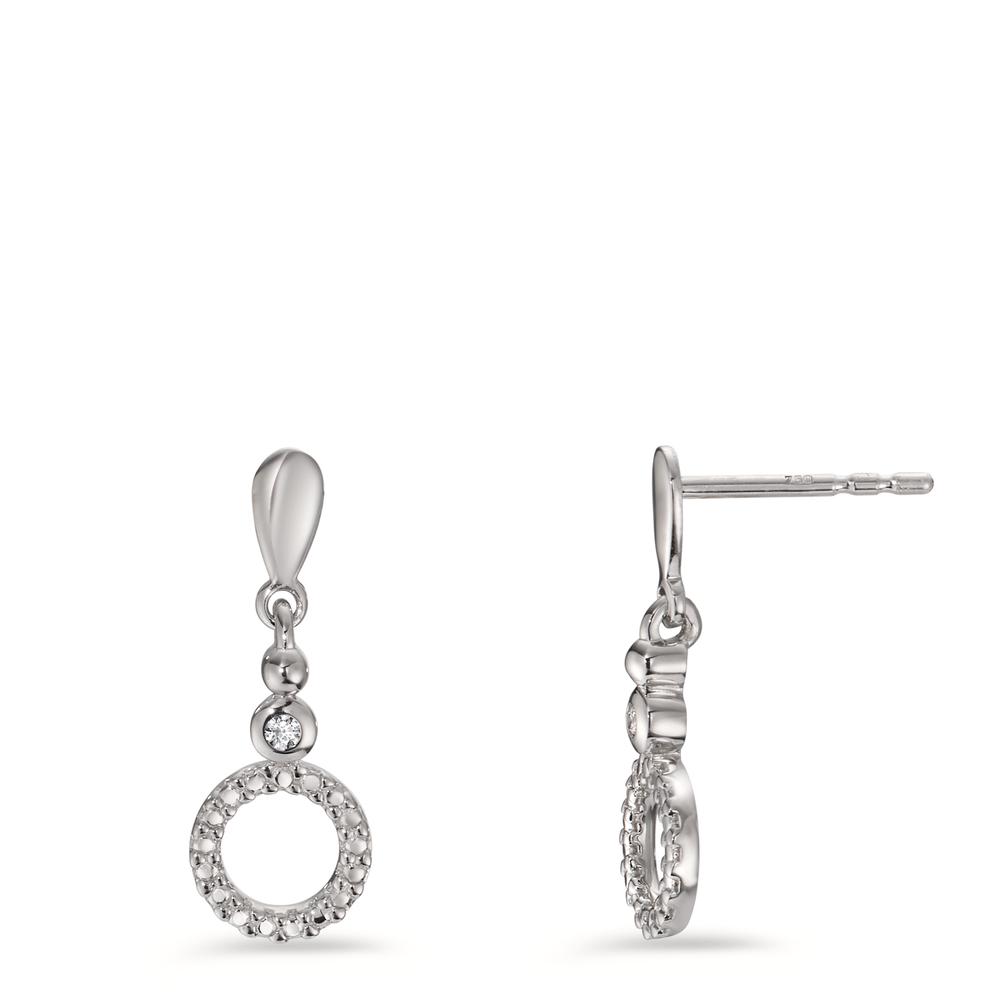 Pendant d'oreilles Or blanc 18K Diamant 0.015 ct, 2 Pierres, p1-606089