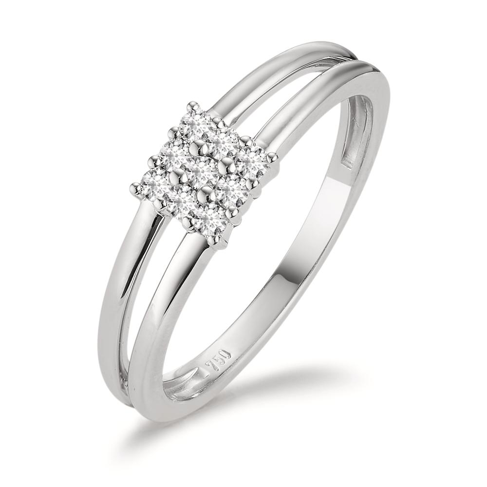 Bague Or blanc 18K Diamant 0.18 ct, 9 Pierres, w-si-606092