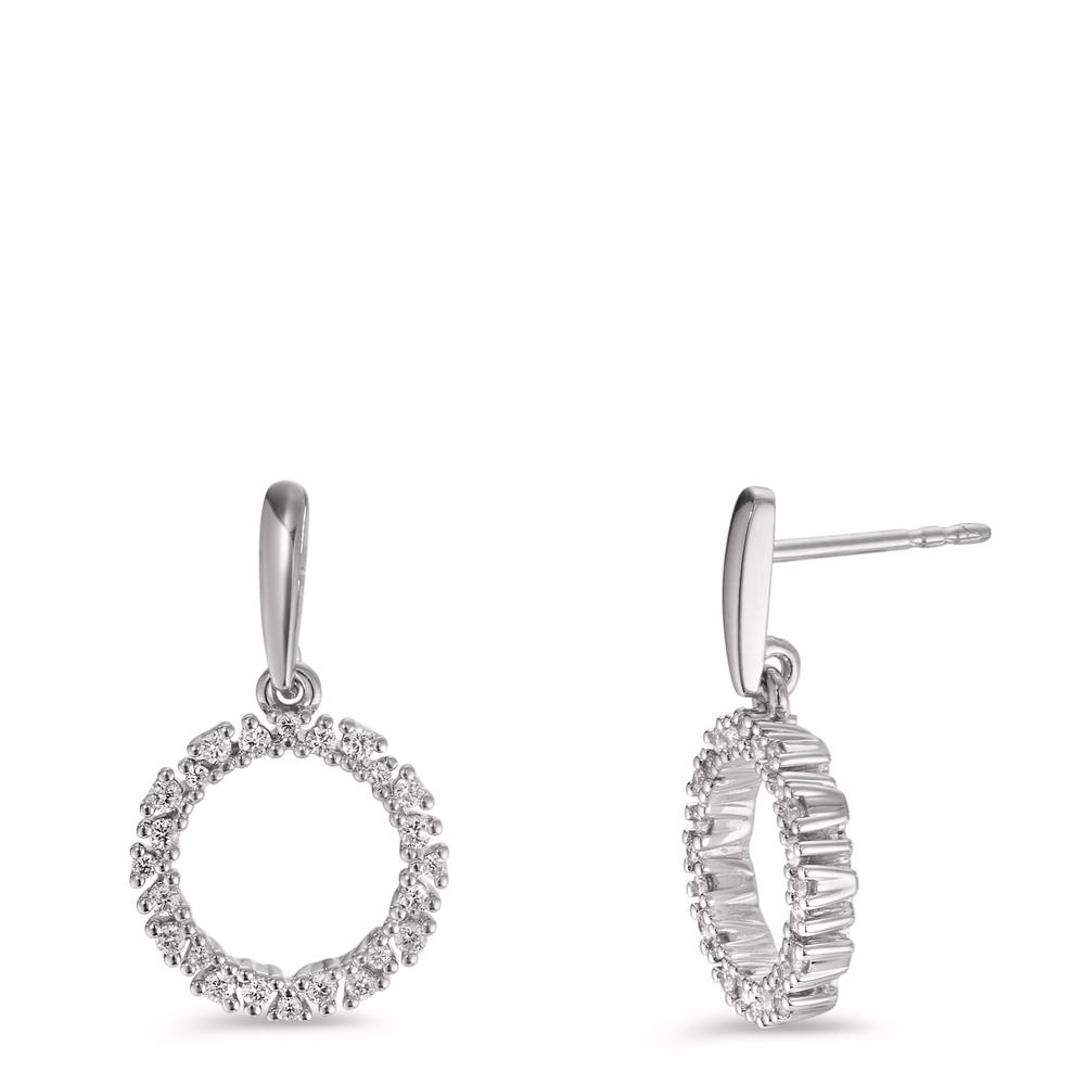 Pendant d'oreilles Or blanc 18K Diamant 0.33 ct, w-si Ø12.5 mm-606102