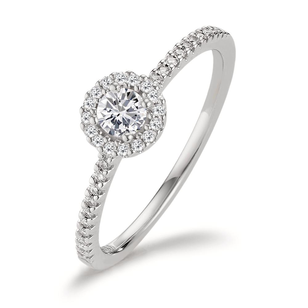 Bague Or blanc 18K Diamant 0.30 ct, w-si Ø6 mm-606103