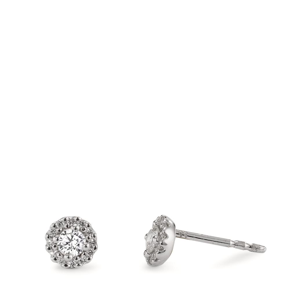 Clous d'oreilles Or blanc 18K Diamant 0.24 ct, w-si Ø5 mm-606105