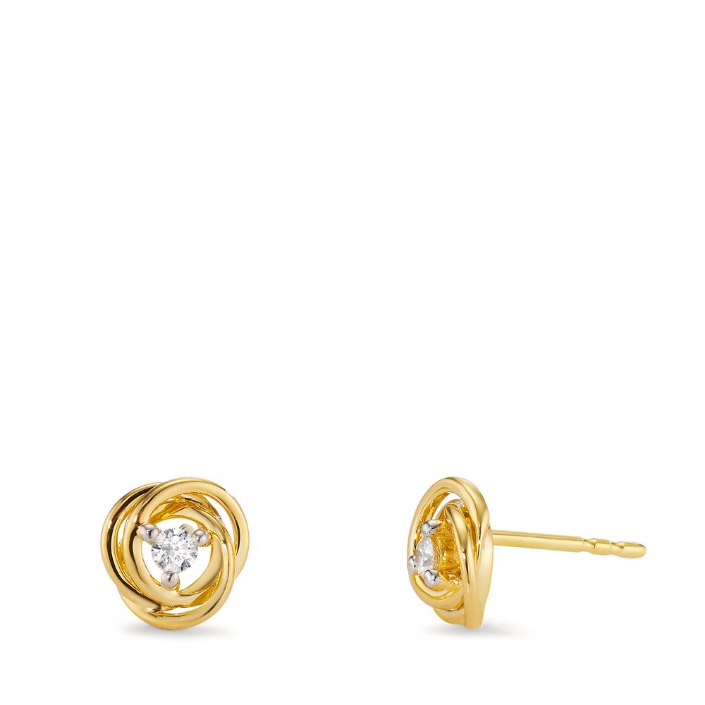 Clous d'oreilles Or jaune 18K Diamant 0.10 ct, 2 Pierres, w-si-606107
