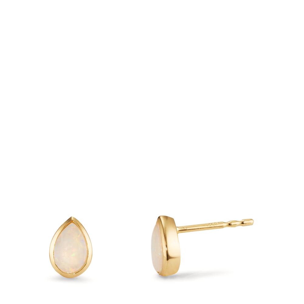 Clous d'oreilles Or jaune 18K Opale 2 Pierres-606112
