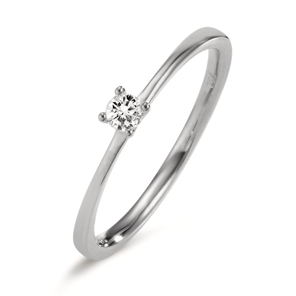 Bague solitaire Or blanc 18K Diamant 0.10 ct, w-si-606126