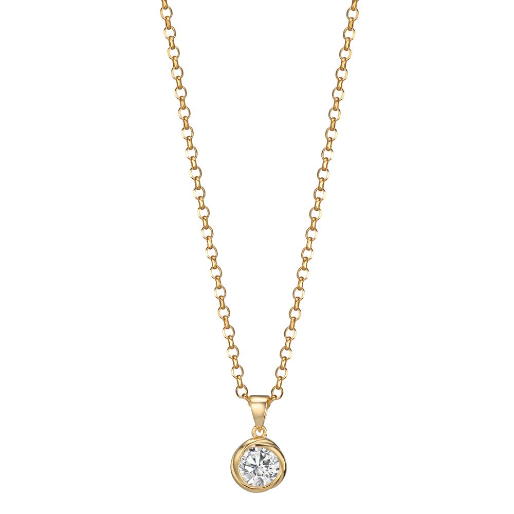 Chaînette avec pendentif Argent Zircone jaune Plaqué or 40-45 cm Ø10 mm-606257