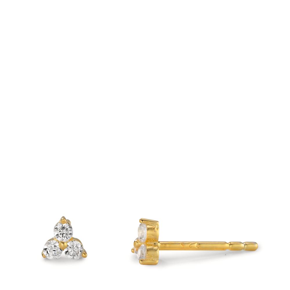 Clous d'oreilles Argent Zircone 6 Pierres jaune Plaqué or Ø4 mm-606347