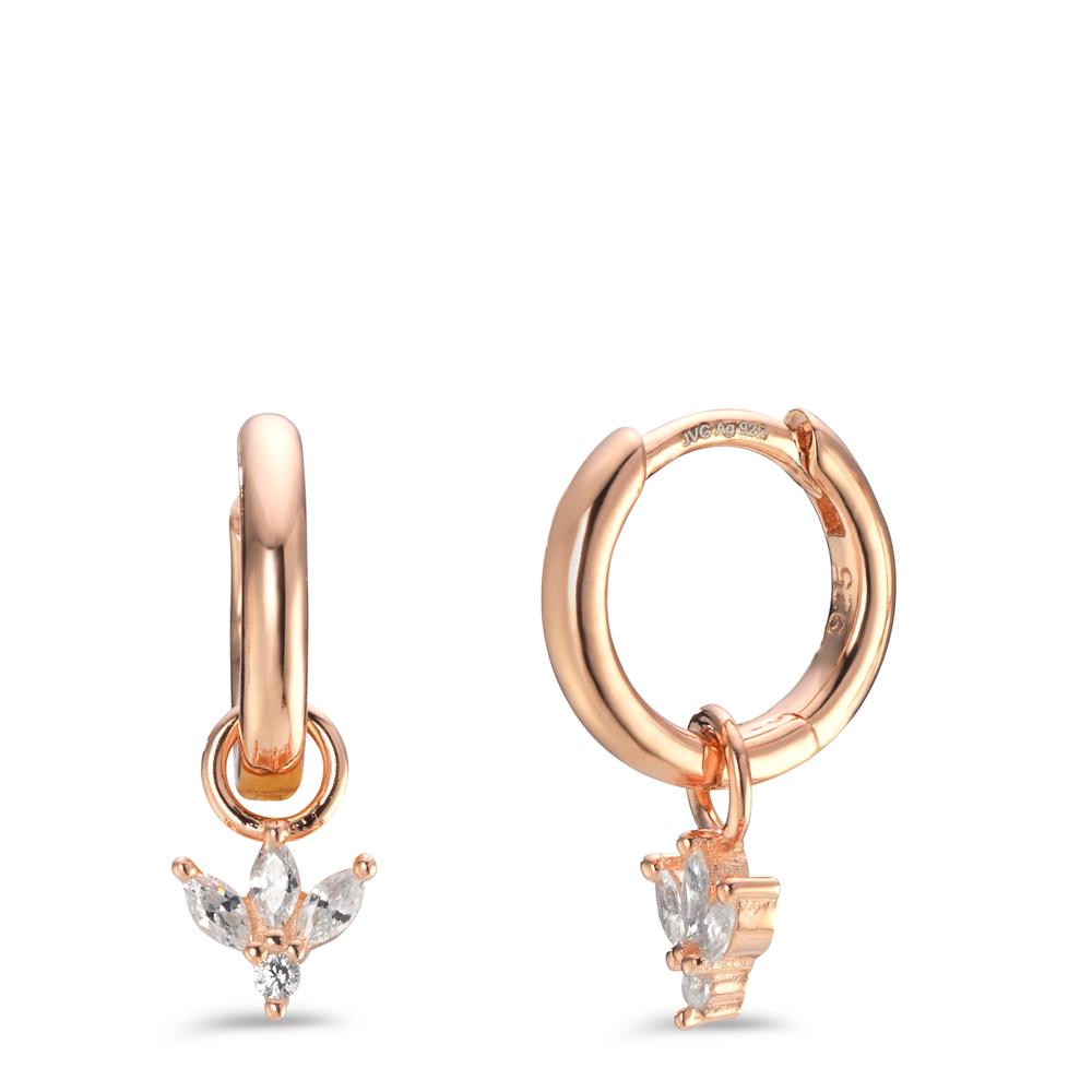 Créoles à charnières Argent Zircone 8 Pierres rosé Plaqué or-606351