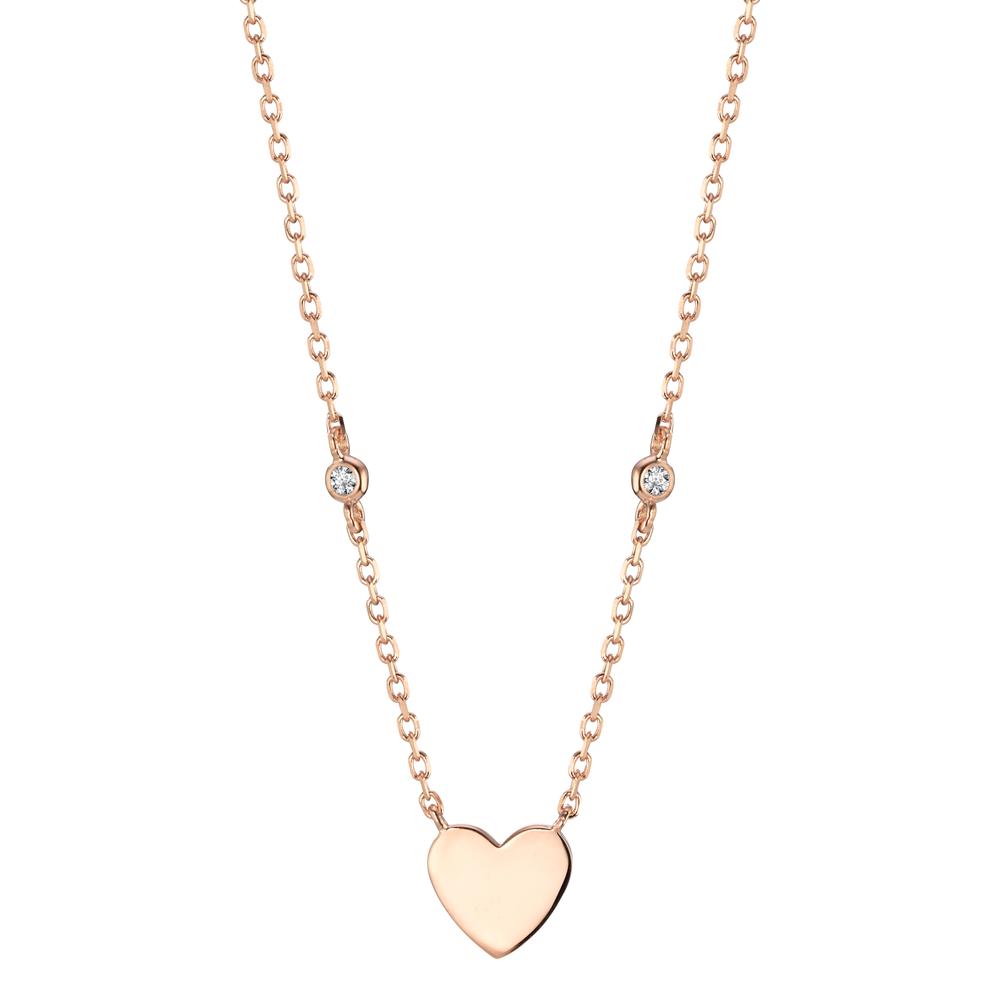 Collier Argent Zircone 2 Pierres rosé Plaqué or Coeur 30-34 cm-606358