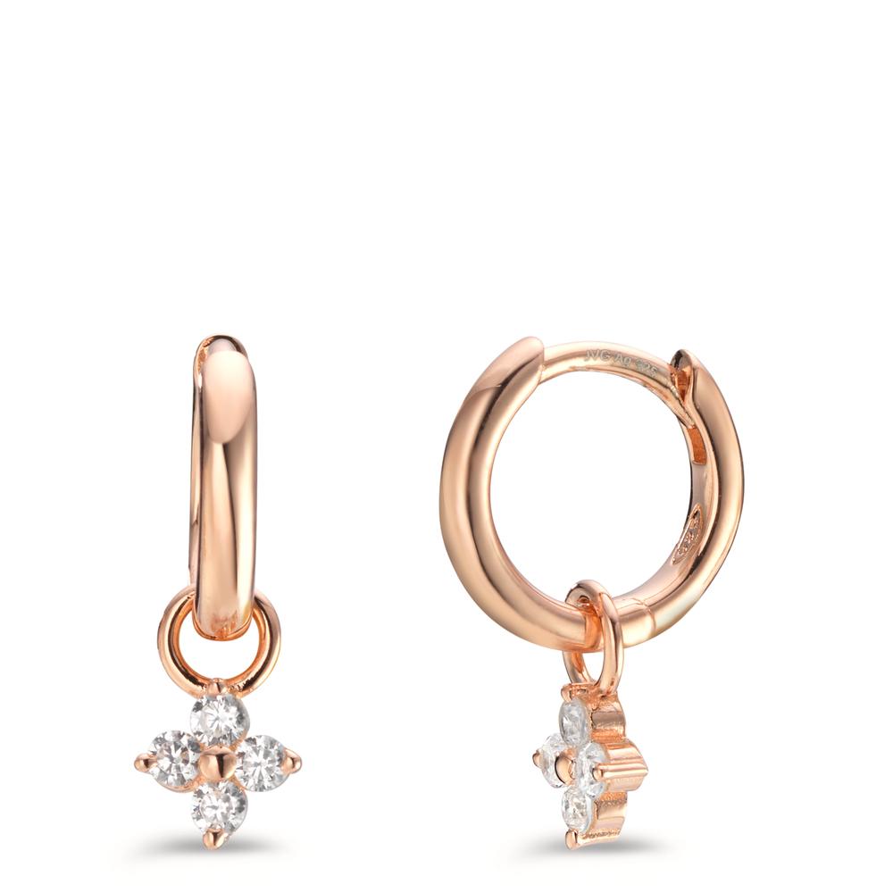 Créoles à charnières Argent Zircone 8 Pierres rosé Plaqué or-606365