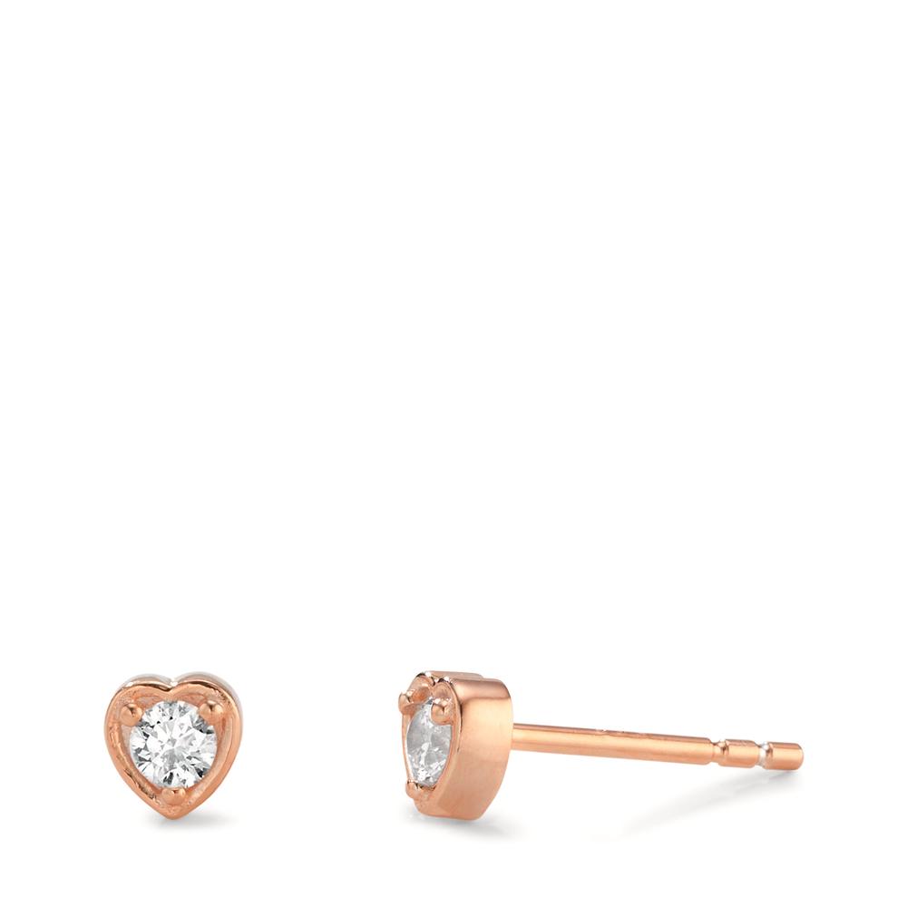 Clous d'oreilles Argent Zircone 2 Pierres rosé Plaqué or Coeur Ø4.5 mm-606366