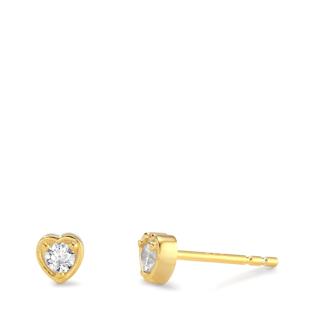 Clous d'oreilles Argent Zircone 2 Pierres jaune Plaqué or Coeur Ø4.5 mm-606367