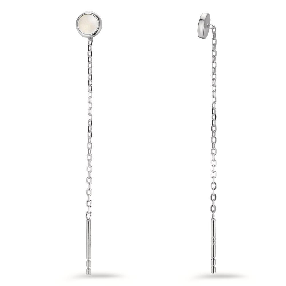 Boucles d'oreilles pendantes Argent Rhodié nacre Ø5 mm-606370