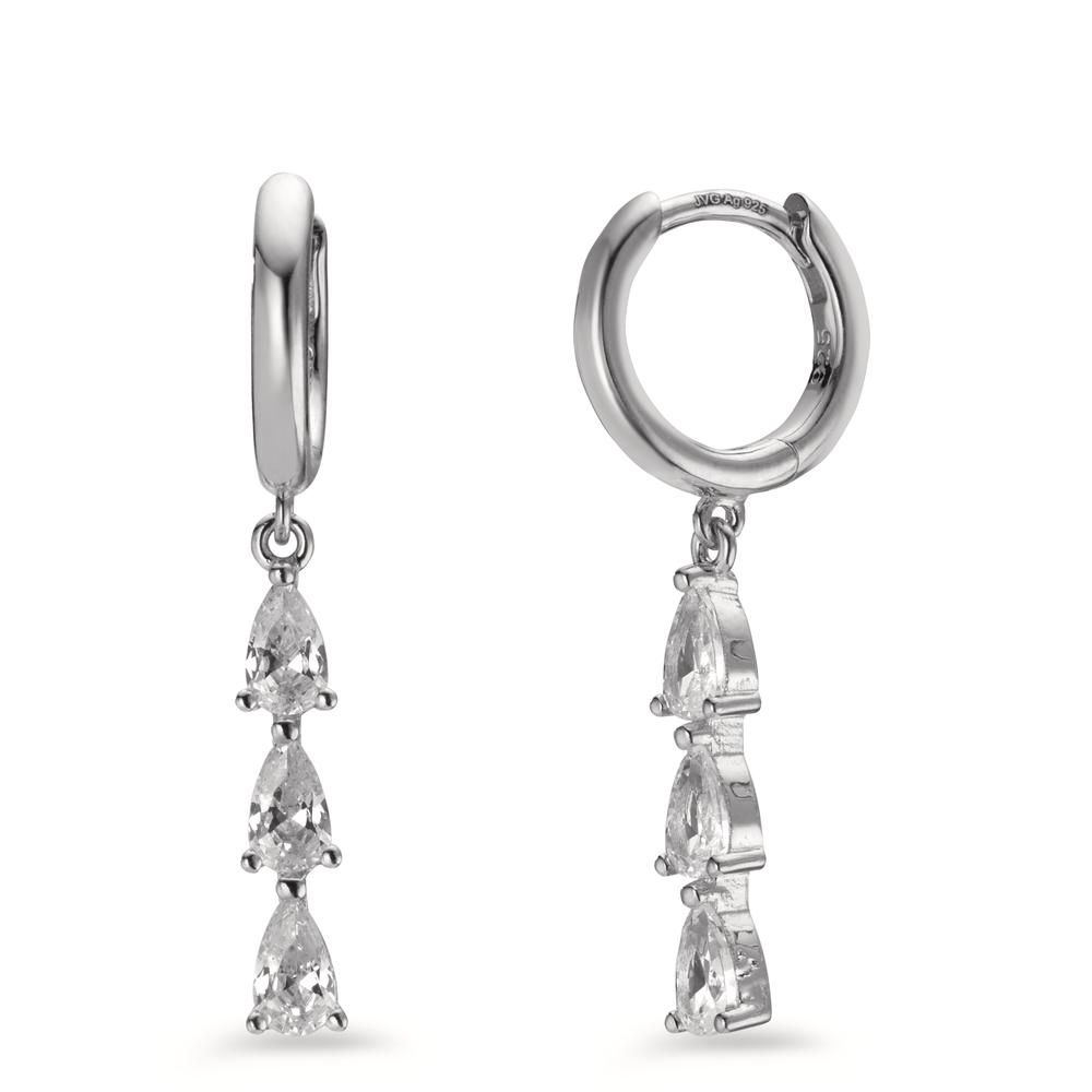 Créoles à charnières Argent Zircone 6 Pierres Rhodié-606372