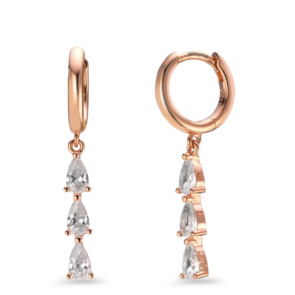 Créoles à charnières Argent Zircone 6 Pierres rosé Plaqué or-606373