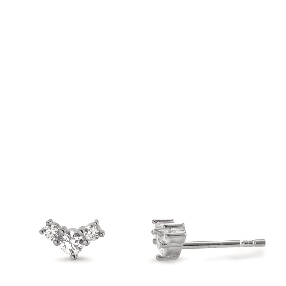 Clous d'oreilles Argent Zircone 6 Pierres Rhodié-606390
