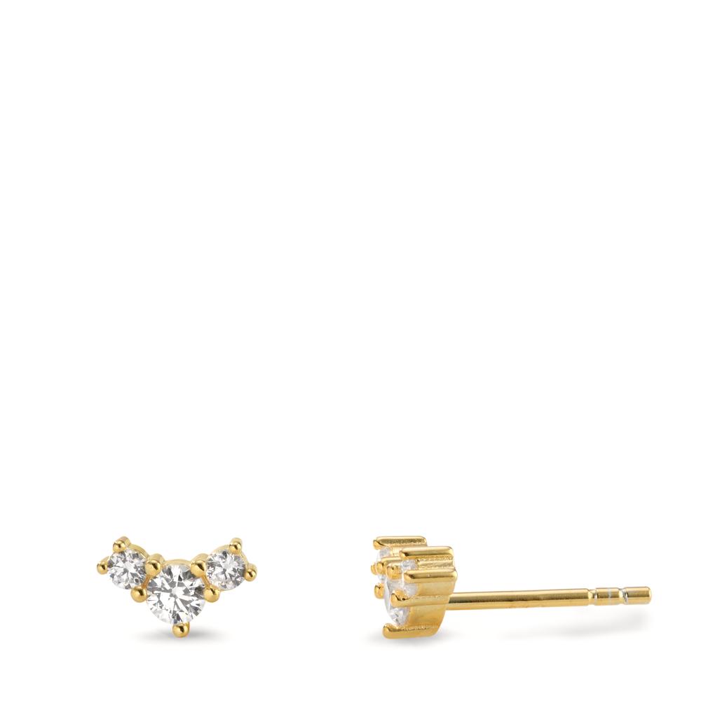 Clous d'oreilles Argent Zircone 6 Pierres jaune Plaqué or-606392