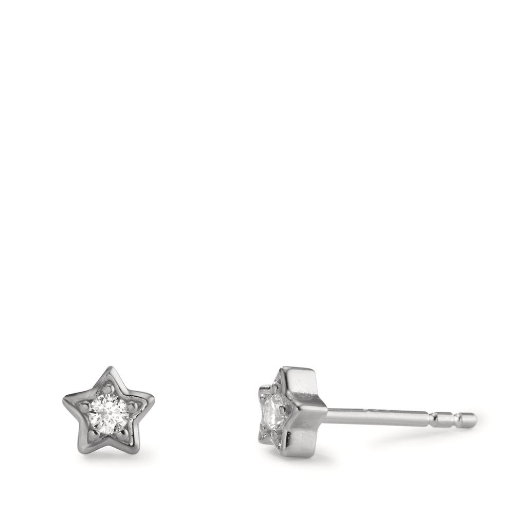 Clous d'oreilles Argent Zircone 2 Pierres Rhodié Étoile Ø5 mm-606393