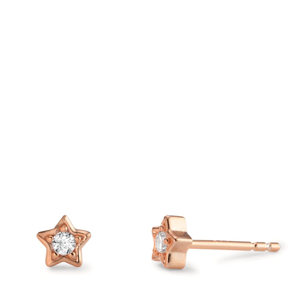 Clous d'oreilles Argent Zircone 2 Pierres rosé Plaqué or Étoile Ø5 mm-606394