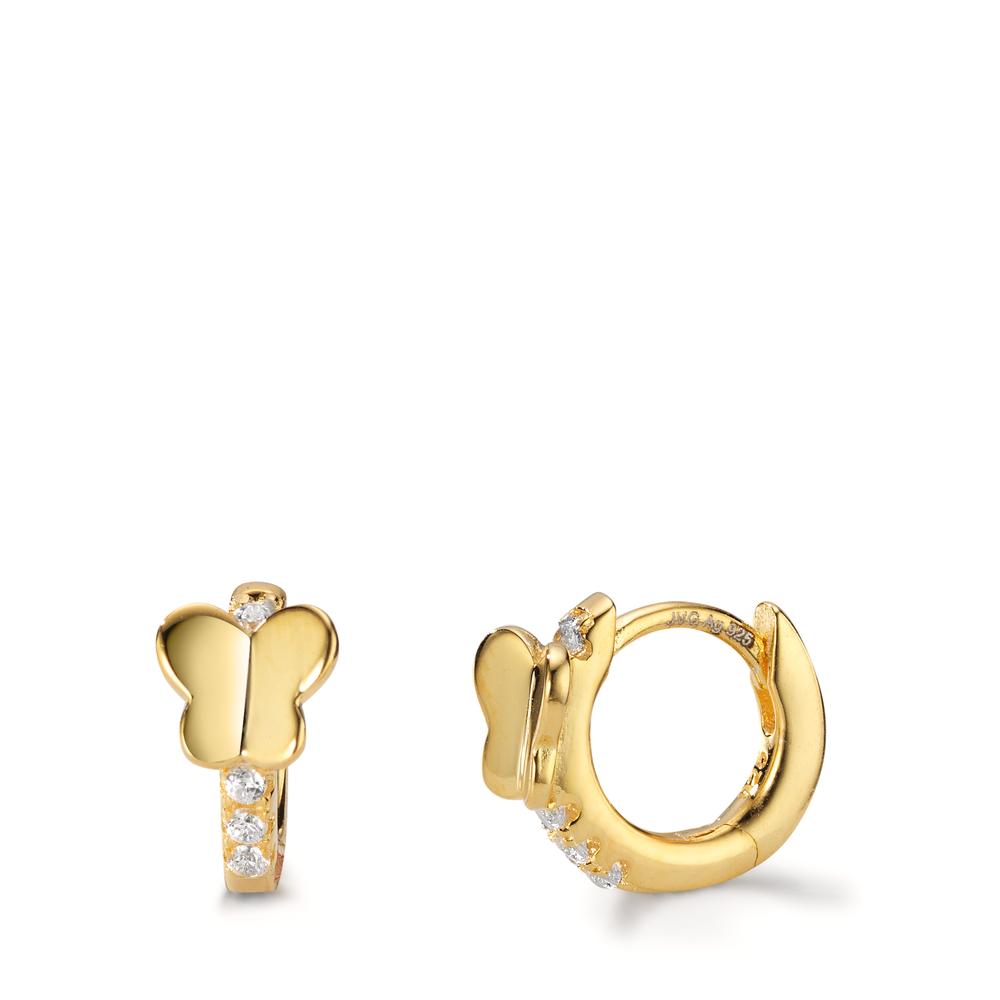 Créoles à charnières Argent Zircone 8 Pierres jaune Plaqué or Papillon-606428