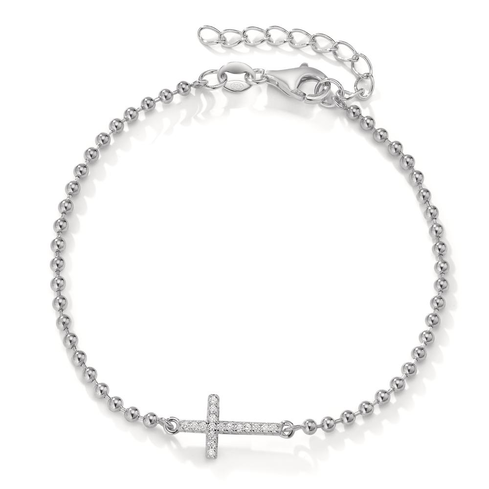 Bracelet Argent Zircone 17 Pierres Rhodié Croix 16-19 cm-606432