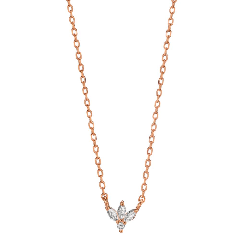 Collier Argent Zircone 4 Pierres rosé Plaqué or 38-42 cm-606442