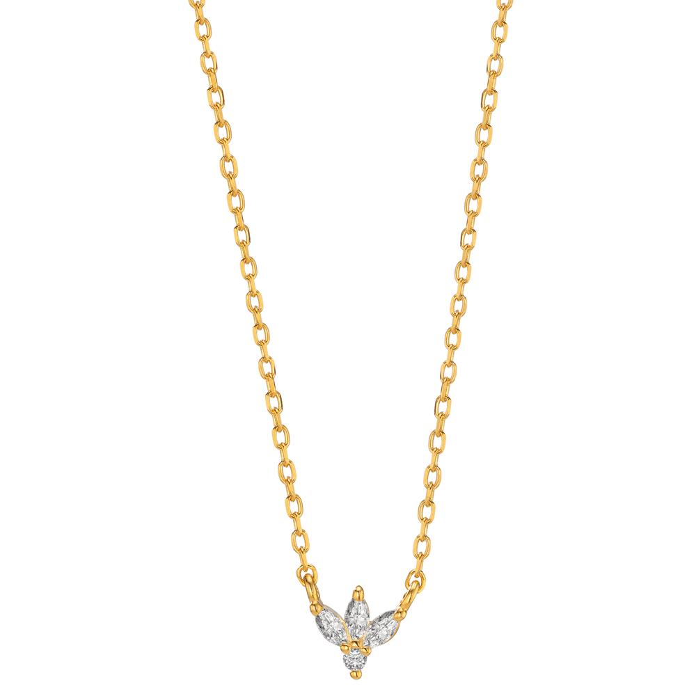 Collier Argent Zircone 4 Pierres jaune Plaqué or 38-42 cm-606443