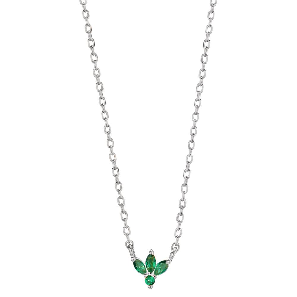 Collier Argent Zircone vert, 4 Pierres Rhodié 38-42 cm-606444