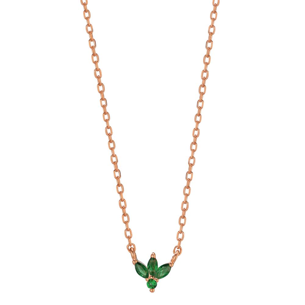 Collier Argent Zircone vert, 4 Pierres rosé Plaqué or 38-42 cm-606445