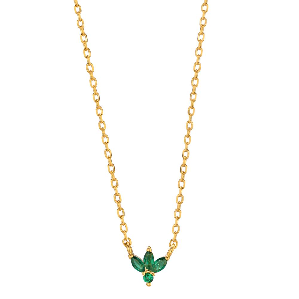 Collier Argent Zircone vert, 4 Pierres jaune Plaqué or 38-42 cm-606446