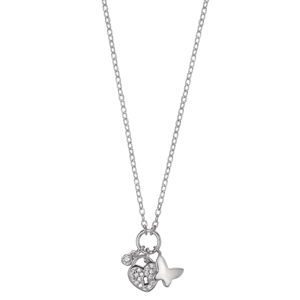 Collier Argent Zircone Rhodié Coeur 40-45 cm-606450