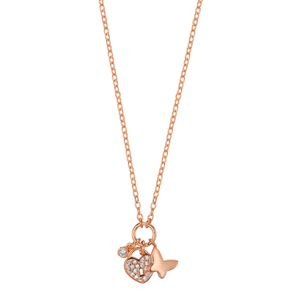 Collier Argent Zircone rosé Plaqué or Coeur 40-45 cm-606451