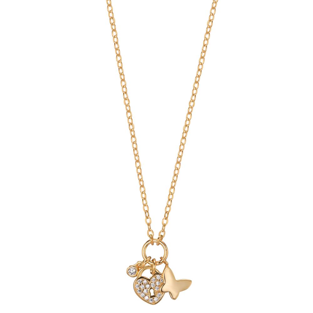 Collier Argent Zircone jaune Plaqué or Coeur 40-45 cm-606452