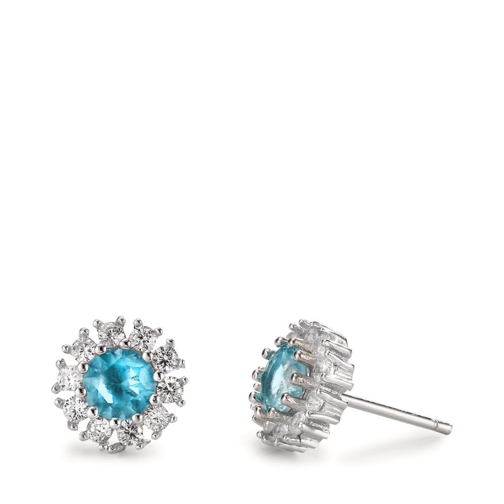 Clous d'oreilles Argent Zircone Rhodié Ø10 mm-606463