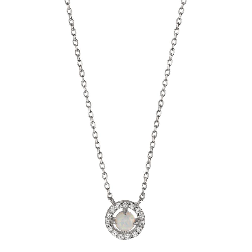 Collier Argent Zircone, [synth. Opal] Rhodié 42-45 cm-606470