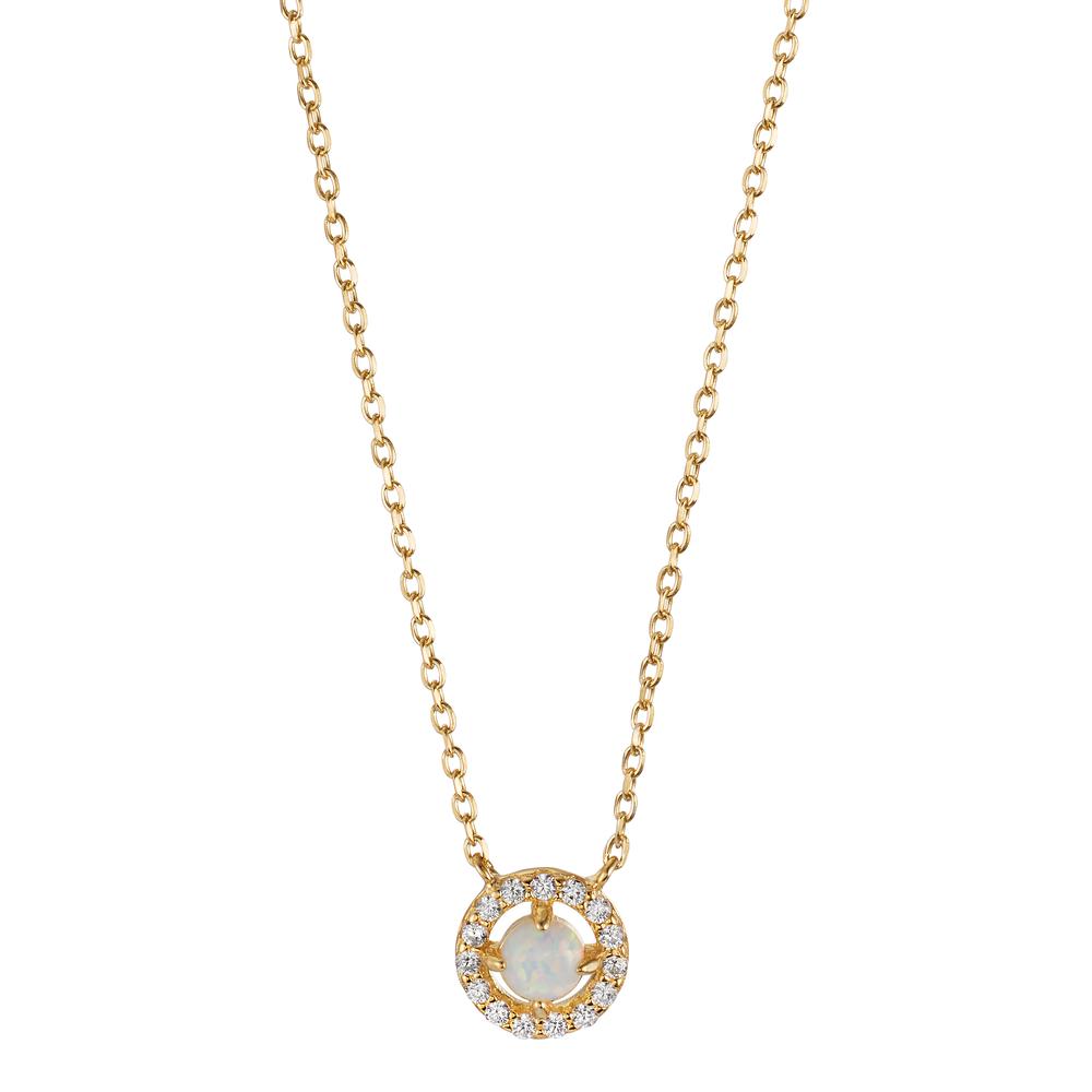 Collier Argent Zircone, [synth. Opal] jaune Plaqué or 42-45 cm-606471