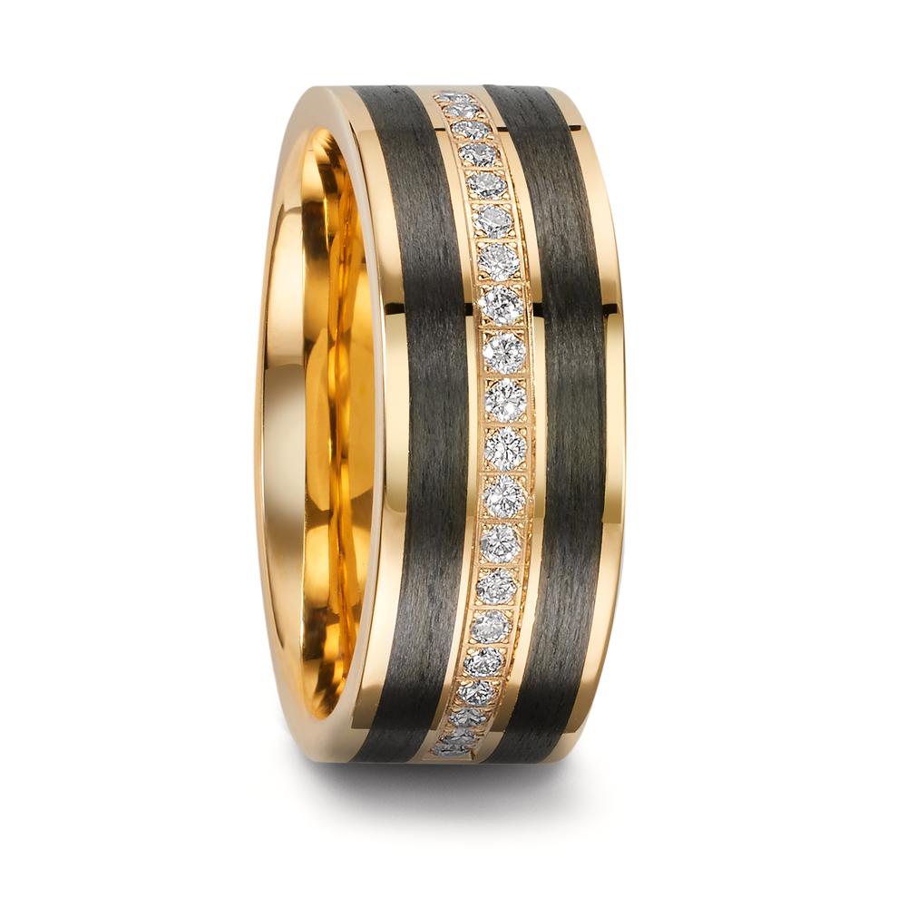 Alliance Or jaune 18K, Carbone Diamant 0.23 ct, 23 Pierres, w-si-606501
