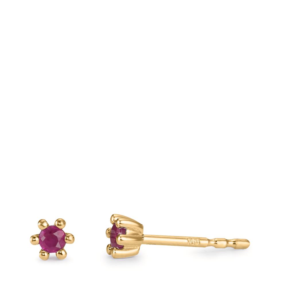 Clous d'oreilles Or jaune 18K Rubis 2 Pierres Ø3.3 mm-606633